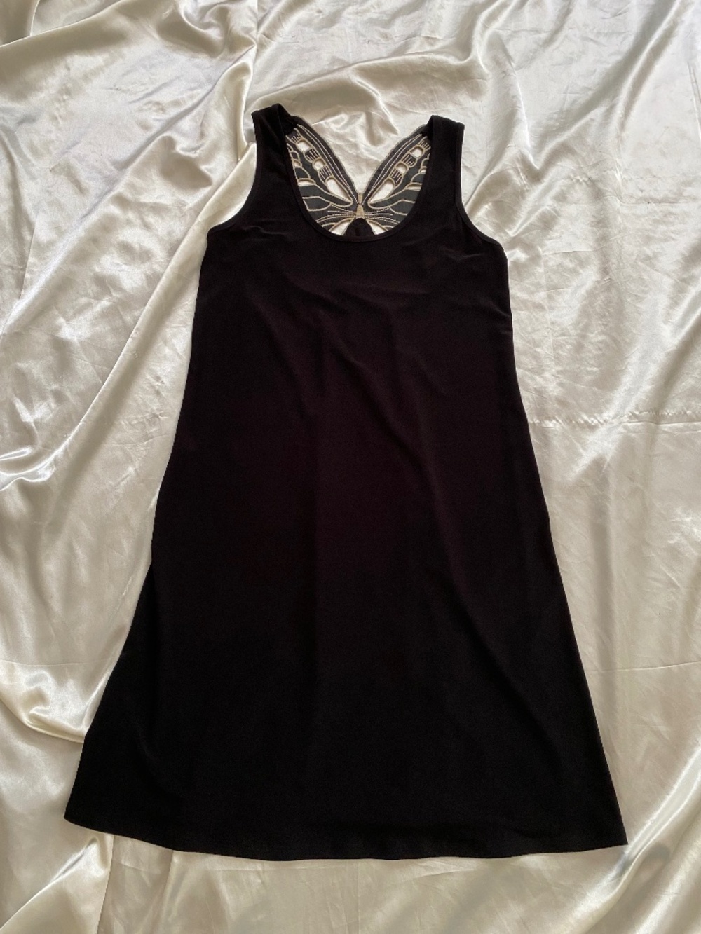 Vintage y2k ABS Butterfly Black Mini Dress XS Fairycore Boho Unique